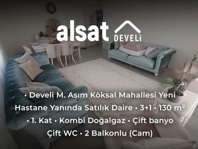 Develi Mustafa Asım Köksal Mahallesi Yeni Hastane Yanında Satılık Daire