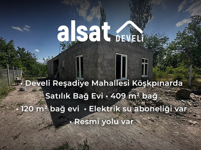 Develi Reşadiye Mahallesi Köşkpınarda Mükemmel Konumda Satılık Bağ Evi